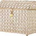 ELLDOO Crystal Wedding Card Box with Heart Lock, Money Card Box Treasure Chest Style Gold Gift for Wedding Receptions Centerpiece Decor Anniversary Keepsake Gift Display Csae, Medium