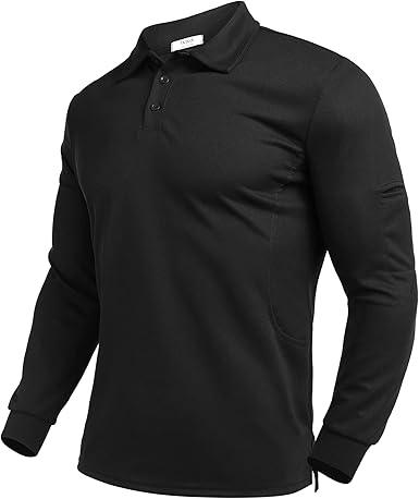 Deyeek Men's Polo Shirts Long Sleeve Golf Polo Shirts for Men Quick Dry UPF 50+ Sun Protection Polos Casual Collared Shirts (X-Large, Navy Blue)