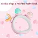 Baby Teething Toy Babies Silicone Ring Teether for 0 6 12 18 Month Infant Pink Circle Babies Teething Relief Soothing Sore Gums Teethers Toddler Chew Toy Food Grade BPA Free Teether Toy for Boys Girls
