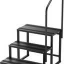 RV Steps with Handrail, 3 Steps RV Stairs w/Handrail for Elderly & Kids, Wide Platform for Hot Tub, Camper, Mobile Home, Porch, Pool, SPA, Pet Stairs, Outdoor and Indoor Use
