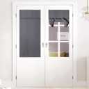 NICETOWN Blackout French Door Curtain, Room Darkening Tie Up Shade Small Window Curtains and Drapes Thermal Insulated Tricia Door Blinds for Patio Classroom, W26 x L50 inch, 1 Panel, Grey