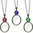 Remerry Magnifying Glass Necklace for Women 10x Magnifying Monocle Necklace Pendant Vintage Reading Magnifier Lens for Book Newspaper Reading Classroom Gift Crafts Jewelry Accessory (3 Color)