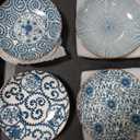 Foraineam Set of 4 Blue and White Porcelain Serving Plates Floral Dinner Shallow Plates Appetizer Salad Dessert Snack Plate Set