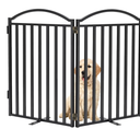 Malier Metal Freestanding Dog Gates, 32'' Height Outdoor Indoor Dog Fences, 48'' Extra Wide Pet Gate, Foldable Puppy Free Standind Tall Pet Gate for Stairs, Hallways, Doorways, Yard (Black 2 Panels