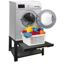 Royxen Washer and Dryer Pedestals with Drawer,29" W x 29" D x 19.5" H Metal Heavy Duty Laundry Pedestal, Universal Washing Machine Stand for Basket Shelf, 850lbs Capacity,Black