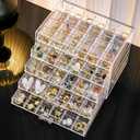 SPAKOWN Earring Organizer, Acrylic Jewelry Holder Organizer with 5 Drawers Stackable Earring Storage Case Jewelry Boxes for Women (Clear)