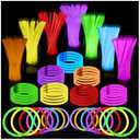 PartySticks Ultra Bright Glow Sticks Bulk Party Supplies 100 Pack - 8" Glow in the Dark Light Up Halloween Party Favors, Glow Decorations, Neon Party Necklaces and Bracelets with Connectors