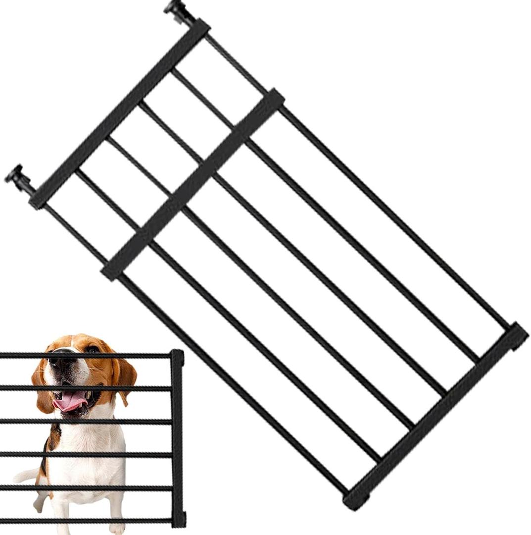 Retractable Short Dog Door - Metal Pet Gates, Puppy Playpen Expandable Indoor Gate | Flexible and Adjustable Pet Guard Gate with Anti Slip Pads, Installation Retractable Dog Stairs Gate (Black 2)
