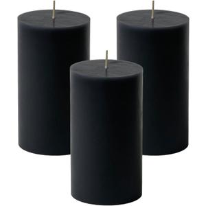 Mister Candle Dripless Unscented Pillar Candles, Set of 3 Hand Poured Black Pillar Candles, Solid Color for Home Decor, Premium Wax, 8 0 Hr Burn Time, 3x6 Inch