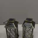 2Pack 10" Outdoor Solar Lanterns Waterproof Garden Patio Lantern Lights Flickering Candle Mission for Outside, Party, Yard, Lawn, Mothers Day Gifts Garden Gifts for Mom Women (Antique Green Bronze)