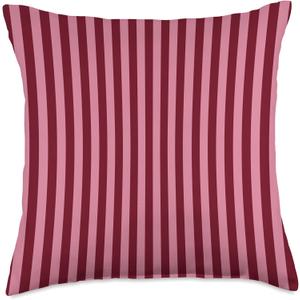 Burgundy and Pink Stripes Geometric Vertical Lines Trendy Throw Pillow