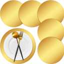 50 Pieces Gold Paper Placemats Round Disposable Glitter Table Mats Mirror Foil Decorative Place Mats for Wedding Holiday Party Christmas Dining Table Decor