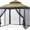 Mosquito Netting for Gazebo Canopy, Replacement Screen Walls Netting with Slip Rings, 4-Door Zipper, Easy to Install Black (Net Only) (10x10FT)