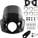 FATECIM Motorcycle 5.75" Headlight Fairing with 11" Smoke Windshield Windscreen & 35-41mm Mounting Hardware For Harley 86-15 Sportster 1200 Iron 883 XL883N Sportster 1100