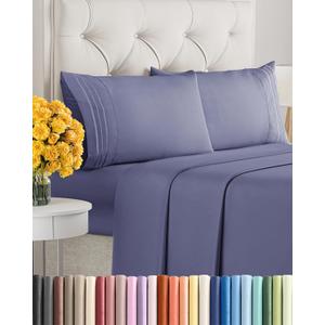 Twilight Purple Oeko-Tex Sheets - Full Size 4 Piece Set - Extra Soft, Breathable & Cooling Hotel Luxury Bed Sheets - Deep Pockets, Easy-Fit & Wrinkle-Free