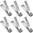 Mudder 6 Pcs Silver Large Nail Clippers Stainless Steel Ultra Sharp Sturdy Fingernail and Toenail Clipper Cutters Straight Edge Toenails Nail Trimmer Cutters for Men Women Thick Nails Anti-slip Handle