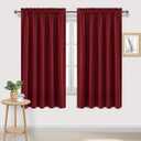 Burgundy Room Darkening Blackout Curtains 100% Polyester, 62 x 43 Inch