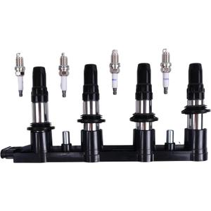 UF620 Ignition Coil and 4 Spark Plugs Compatible with Chevrolet Sonic 2012-2018 Trax 2013-2017 Cruze 2011-2016 Aveo Aveo5 2009-2011, Pontiac G3 2007-2010 G3 Wave 2009, Suzuki Swift+ 2009