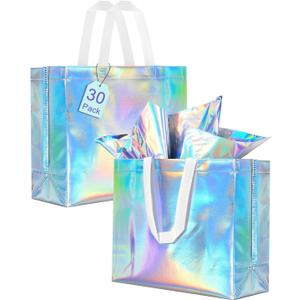 Lzerking Reusable Gift Bags 30 Packs 13x5x11in Non-Woven Party Favor Bags with Handle for Birthdays Parties Holidays Weddings