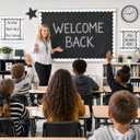 68.9 Feet Composition Notebook Bulletin Board Borders Black and White Scalloped Border Trims Back to School Classroom Borders Decoration for School Classroom Chalkboard Office Home
