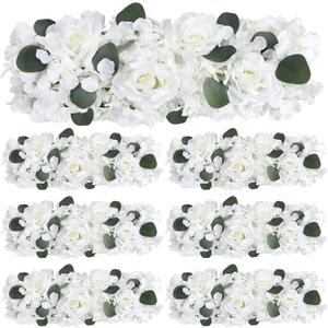 Pack of 6 Artificial Flower Wedding Arch Decorations, 18 inch Floral Centerpieces for Party Bridal Shower Event Table Wall Arrangement - White