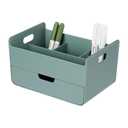 BLUE GINKGO Portable Desk Organizer – Compact 3 Compartment, Half-drawer Storage – Pen Holder, Stationery Desktop Organizer for Office, Makeup, Crafts (Made in Korea, Green)