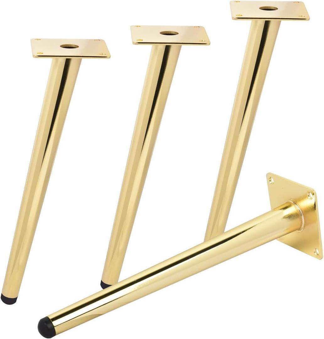 12 Inch Metal Furniture Legs,Tchosuz Heavy Duty Tapered Table Sofa Legs Couch Feet with Screws,Modern Furniture Replacements Feet for DIY Cabinet Cupboard Nightstand TV Bench Stand 4 Pieces Gold 30cm (12''/30cm, Gold-oblique)