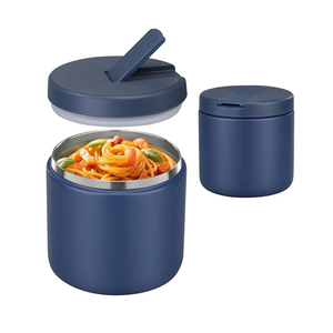 19oz Insulated Vacuum Food Jar with Buckle Lid Wide Mouth Soup Thermo for Hot Food Kids Leakproof Stainless Steel Lunch Container- Blue-1Pack