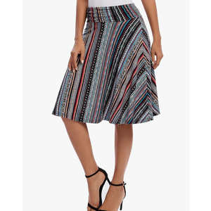 Urban CoCo Women's Ruched High Waist Knee Length Jersey A-Line Stretchy Flared Casual Skirt, L