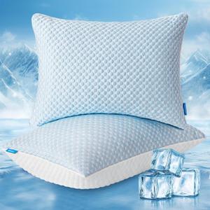 Love's cabin Firm Pillow Shredded Memory Foam Queen Size Set of 2,Cooling Bed Pillows for Sleeping 2 Pack,Soft Adjustable Pillows for Side Back Stomach Sleepers,29"x19"