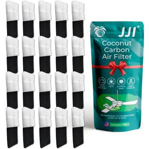 JJI 20Pack Ceiling Fan Air Filter - Coconut Carbon, 5/6" Thickness, Easy Stick-on Installation, Purifies Air in Home & Office