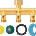 EBH Brass Garden Hose Splitter, 5 Way Outdoor Frostproof Tap Hose Splitter with 5 Individual On/Off Valve and Extended Handle, GHT 3/4-Inch Heavy Duty Hex Female Inlet and 3/4-Inch Male Outlet