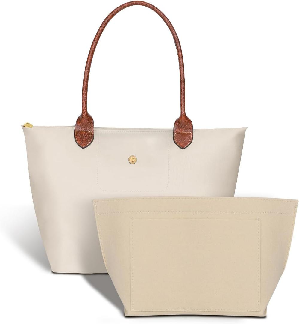 Work Tote Bag For Women: For 13-15" Laptop Foldable - For Office Professionals College Students Aged 25-45 - Commute Travel (Medium, Medium-beige-organizer Insert)