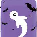 Spooky Bat Luggage Cover 18-32 Inch - Purple Background Ghost & Bats Suitcase Protector, Reusable for Halloween Travel