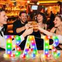 BAR - Illuminated Marquee Bar Sign for home decor - Light up LED Marquee Word Sign - Pre-Lit Pub Light Battery Operated, Valentines Day Gifts for Him (Colorful)