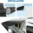 RV Awning Fabric Replacement, Camper Awning 18.5 oz Heavy Duty Waterproof Vinyl Universal RV Awning Fabric for All Brands Camper, Trailer, Motorhome Awnings ,Black Fade 11'2''