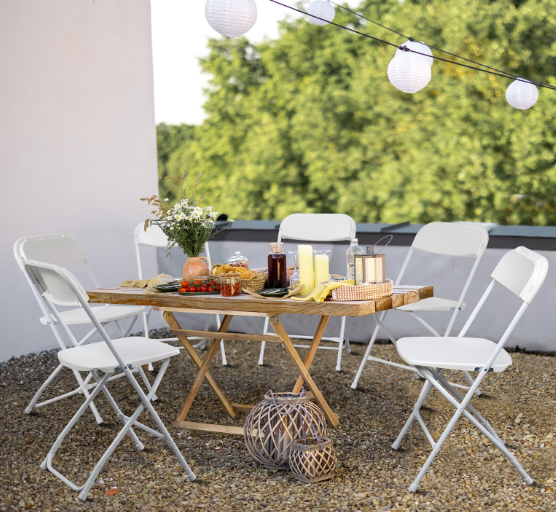 6pcs Injection Molding Classic Garden Plastic Folding Chair White