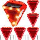 6 Pack Solar Animal Repeller Outdoor Timed Cycle Alarm Deterrent with Red Lights 13 Sounds & 130db Loud Noise Maker 4 Modes Deer Skunk Raccoon Repellent for Farm Orchard Garden (Red), 1 Count