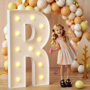 imprsv Marquee Light Up Letters, 4FT Mosaic Letters with Light for Baby Shower Graduation Party Decor, Large R for Engagement Wedding Party Decorations