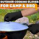 Heat Resistant Gloves Aramid Oven Gloves with Fingers for Cooking, BBQ Gloves with Cotton Lining, Non-Slip, 9.45"x3.94" Kitchen Mitts for Baking & Frying, Grilling Accessories, One Size