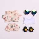 Clothes for 17cm Dolls Cool Style Doll Outfit 5 Piece Set Including a Coat, T-Shirt, Pants, Sunglasses and Slippers - Dolls Clothes Accessories - No Doll (White)
