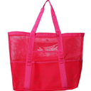 2 x Kbndieu Large Mesh Beach Bag, Foldable Summer Beach Tote Bags with Zipper Pocket, Mesh Toys Pool Travel Bag for Family Travel Vacation Cruise Essentials