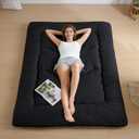 Japanese Floor Mattress, 3.5" Thicken Futon Mattress Tatami Mat, High Density Foam Support for Adult Kids Sleep, Portable Futon Sofa Bed for Camping, Pet Mat, Twin 80"x 39"Black