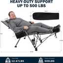 Folding Reclining Camp Chair with Footstool for Camp, Picnic, Lawn, Fishing | Heavy Duty,Padded Pillow,Cup Holder & Carry Bag,5-Position Adjustable,330 LBS