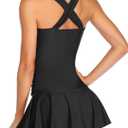 MiYang Women's Swimwear One Piece Slimming Skirt Tummy Control Swimdress Bathing Suit (Black, XL)