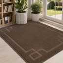 BEQHAUSE Door Mat 32" x 48", Non-Slip Door Mats Indoor Entryway Rugs Washable Low-Profile Absorbent and Stain Resist Floor Mats, Dog Door Mat for Front Back Door, Mud Wet Shoes & Paws, Brown