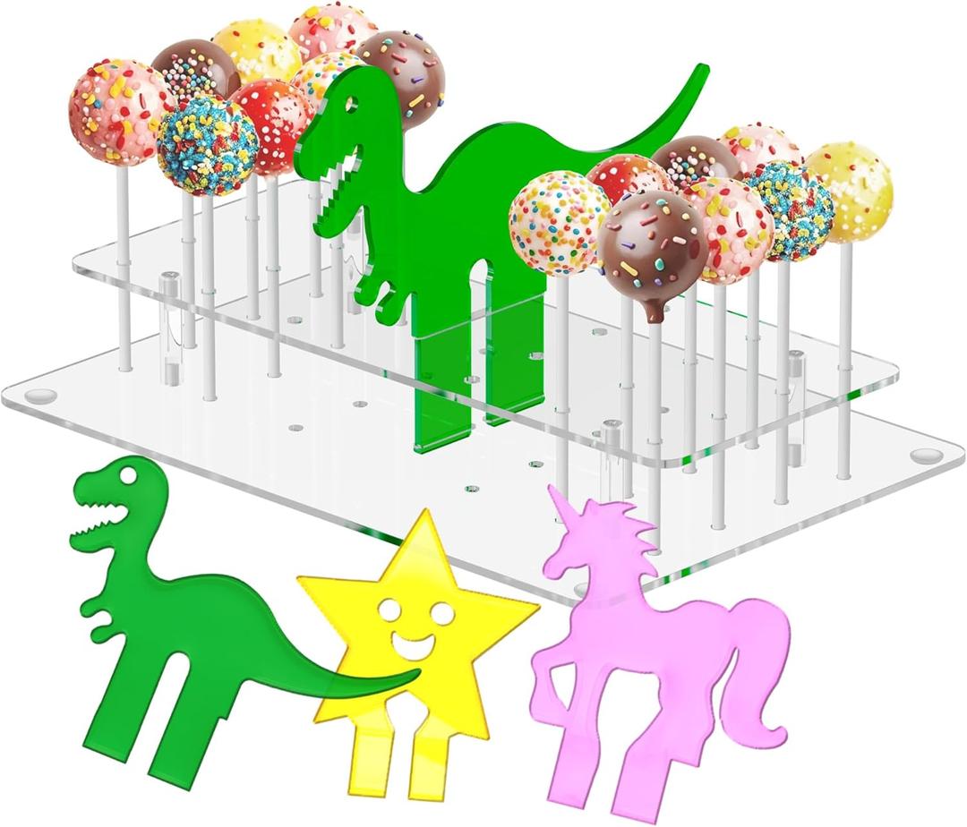 X-Protector Cakepop Stand - Unique Cake Pop Holder with 3 Figures - Clear Cakepop Stand Display for 24 Cake Pops - Premium Lollipop Holder - Acrylic Cake Pop Holder Stand - Ideal Candy Holder!