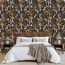 HAOKHOME Peel and Stick Wallpaper Boho Mushroom Removable Stick on Forest Contact Paper for Bathroom Black/Brown/Green 17.3in x 32.8ft