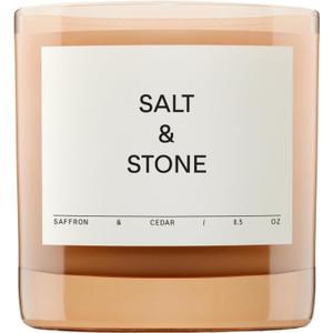 SALT & STONE Scented Candle for Women & Men | Hand-Poured, Aromatic & Fragrant | Coconut & Soy Blend Wax | 100% Cotton Wick | Long-Lasting 50 Hour Burn Time (8.5 oz) (Saffron & Cedar)