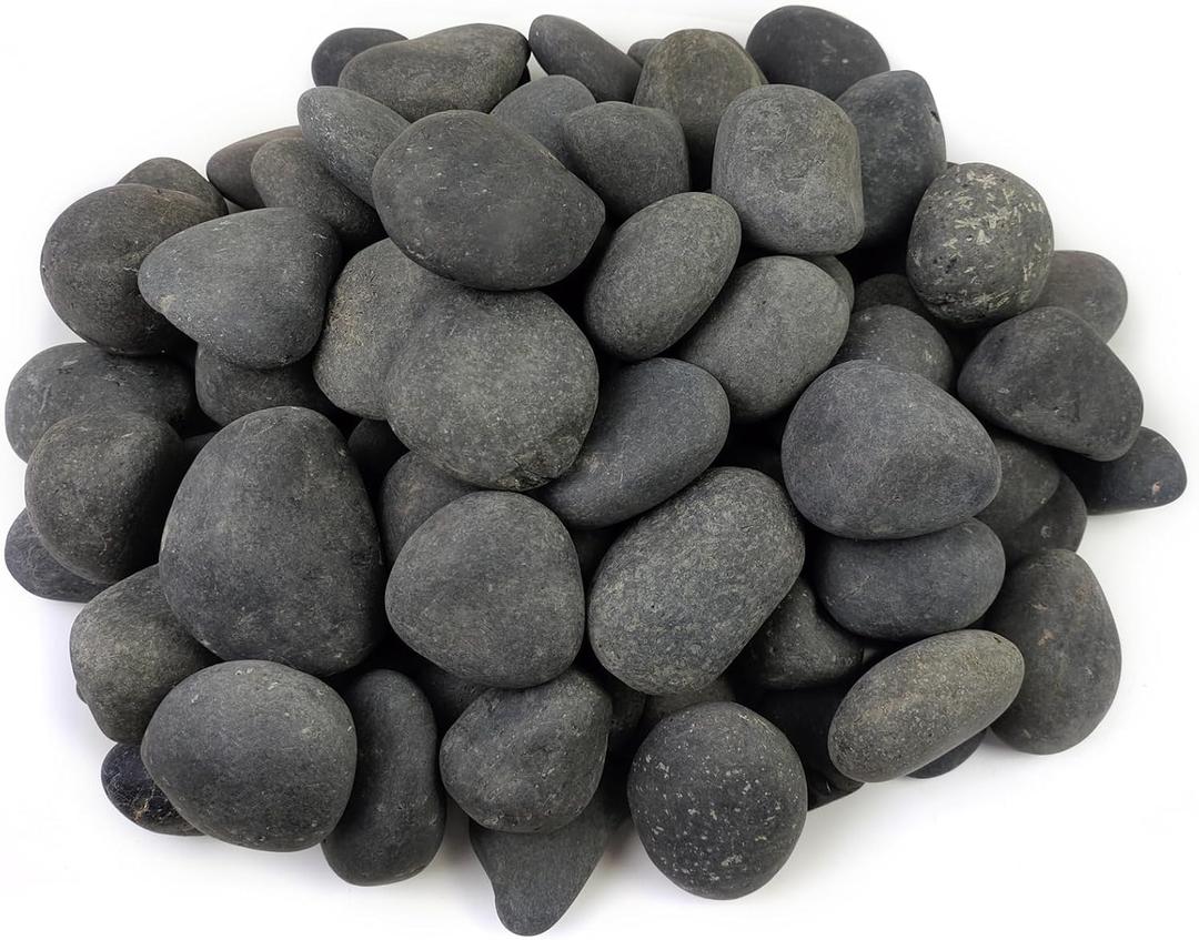 40 lbs Bulk Black River Rocks for Landscaping, 3-4 Inch Mexican Beach Pebbles, Decorative Black Stones for Planters Garden Fish Tank Walkways and Outdoor Decorative Stones